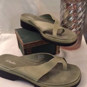 Lightly-worn Green Clarks Sandals